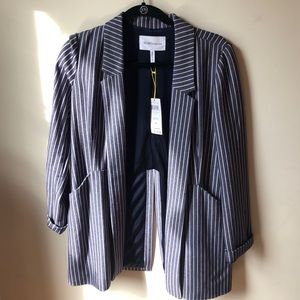 Blue and white striped blazer